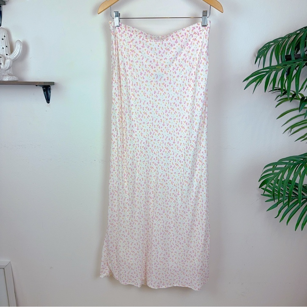 NWT Charlie Holiday Mahlia Linen Blend Floral Straight Maxi Skirt (L) - Picture 9 of 11